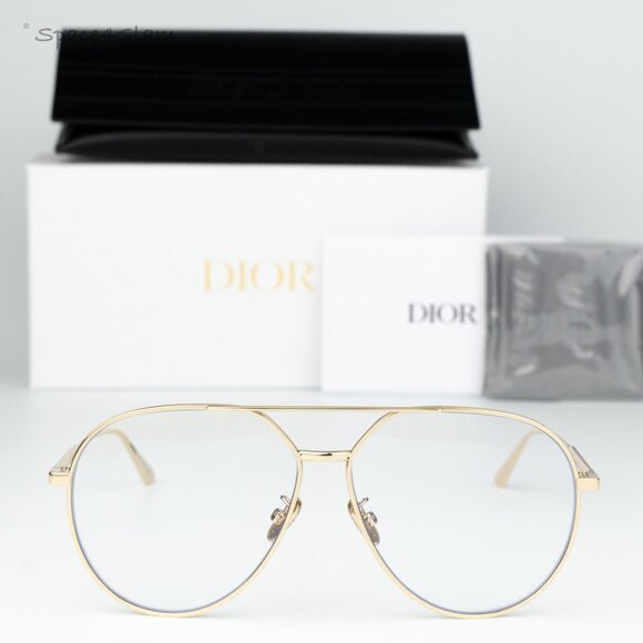 BRAND NEW Dior GEMDIOR A1U B0BB Gold Blue Block Unisex Pilot Eyeglasses
